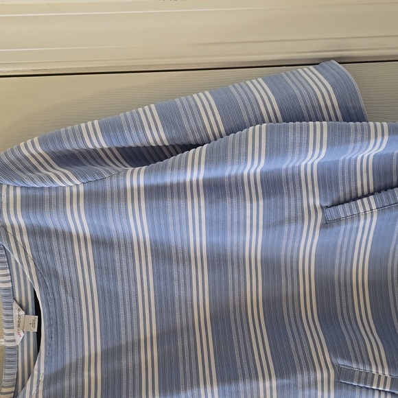 LIZ CLAIBORNE BRAND WOMEN'S BLUE & WHITE STRIPES 3/4 SLEEVES TOP SIZE LARGE - Picture 6 of 16